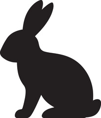 Obraz premium PrintBlack silhouette of a rabbit sitting on a white background