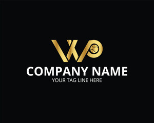 WP Letter Logo Design with Padel Logo, Creative Padel Club Badge Design