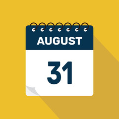 august 31 calendar icon vector illustration with design