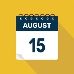 august 15 calendar icon vector illustration with design