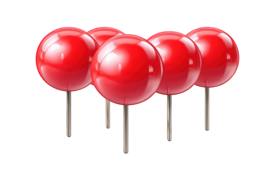 Red Spherical Pushpins On Black Background