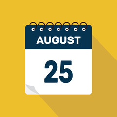 august 25 calendar icon vector illustration with design