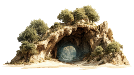 Magical fantasy world land with dreamy surreal landscapes, imaginative mystical scenery illustration artwork on white background