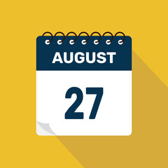 august 27 calendar icon vector illustration with design