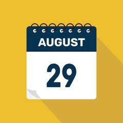 august 29 calendar icon vector illustration with design