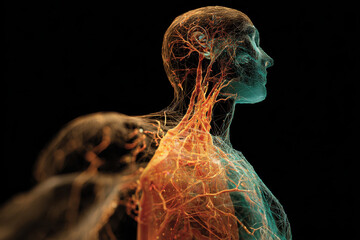 Human anatomy in graphic visualization, looking fierce