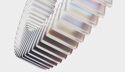 digital technology. 3D illustration 4k 8k. Abstract 3d background with glass dispersion cube shapes and circle effect. Geometric iridescent crystal glass.