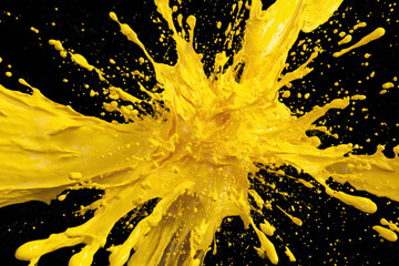 Energetic yellow liquid creates splash effect