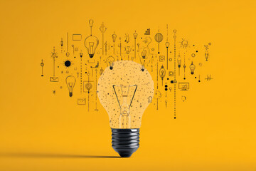Idea streams from bulb, brimming with innovation