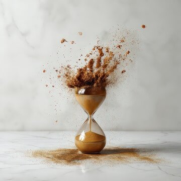 Golden Hourglass With Exploding Sand