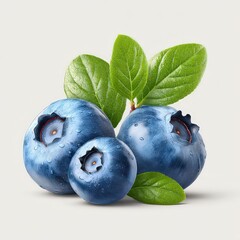 Obraz premium Fresh Blueberries With Green Leaves