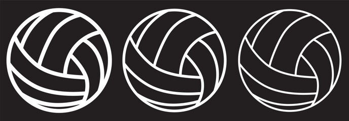 Volleyball ball line art icon editable stroke and flat vector illustrations