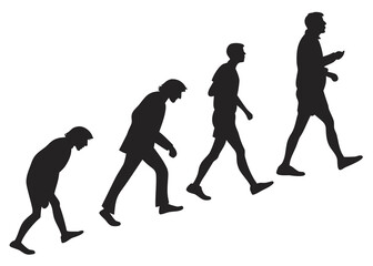 Human evolution progression of walking silhouettes