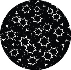Abstract black and white vector illustration of an Easter celebration floral pattern with a round egg and heart-shaped ornament