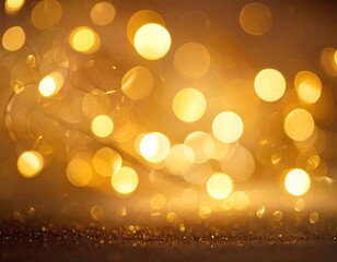 Golden Bokeh Lights Festive Sparkling Background