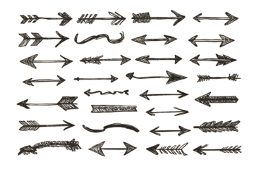 Collection of Glittery Gold Arrows on Black Background