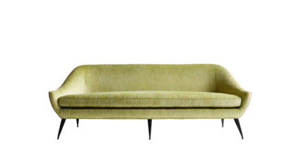 Green and Gold Animal Print Sofa on Transparent Background
