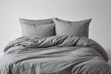 Cozy Grey Bedding Set with Plush Pillows in Minimalist Decor