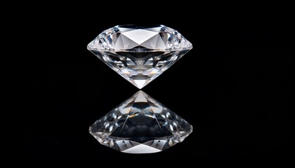 a diamond on a black background with a reflection