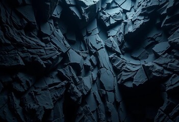 Intricate web of dark, shadowed crevices and textures, gray, heavy