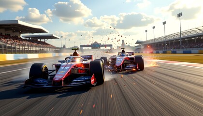 Photorealistic Race Car Collision with Sparks and Debris