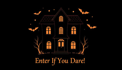 Haunted house invitation spooky halloween theme digital art eerie atmosphere fear concept