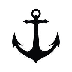 Simple black and white clip art vector of a nautical anchor design, anchor tattoo silhouette vector illustration