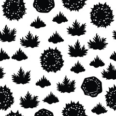 A seamless black and white vector pattern of vintage floral leaf elements, perfect for fabric or wallpaper design