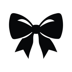 Elegant silhouette of a black ribbon bow with tied tails design, decorative bow silhouette vector illustration