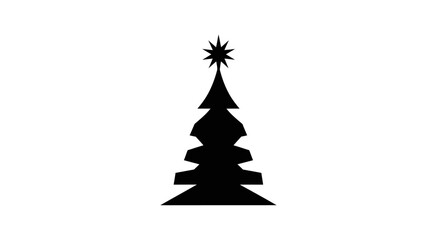 Obraz premium Silhouette of a stylized Christmas tree with a star on top, isolated on a white background.