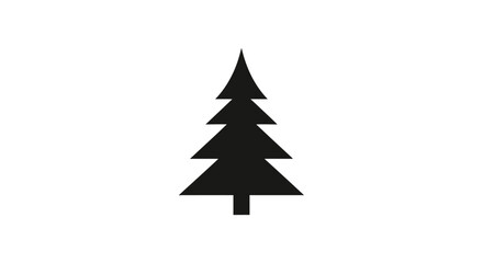 Fototapeta premium Simple black silhouette of a coniferous tree, isolated on a white background.