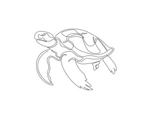 Sea turtle continuous line. Continuous one line drawing of sea turtle. Marine animal concept. Single line drawing