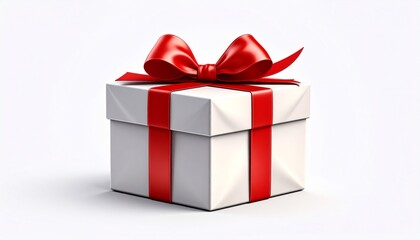 Obraz premium Isolated gift box with red ribbon