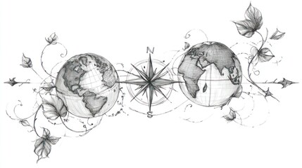 Two globes compass design