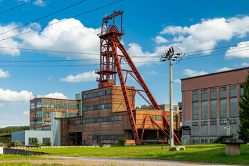 Mine headframe standing at historic Lampertice coal shaft