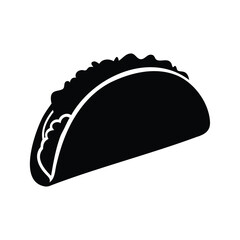 Minimalist Black and White Taco Illustration on a Clean White Background, taco with fillings silhouette vector illustration