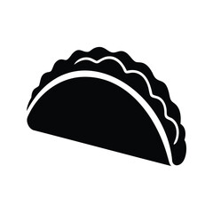Simple Black and White Illustration of an Empanada or Turnover Pastry, tacos mexican fast food silhouette vector illustration