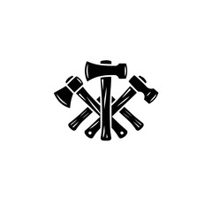 Axe and hammer emblem for brave lumberjacks