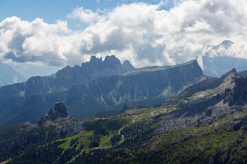 Obraz premium Hiking at Passo Falzarego - Cortina d'Ampezzo - Italy