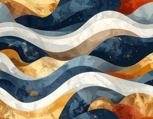 Abstract waves pattern, artistic design, evokes a sense of movement, harmony and artistic expression. The waves are in a variety of colors, with gradient tones.