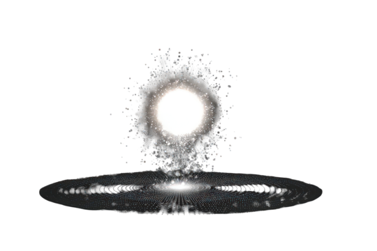 Bright White Light Sphere Energy Burst on Black Background