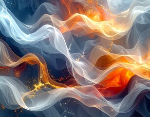 Abstract flowing shapes in vibrant colors, creating a dynamic and artistic composition. The image evokes a sense of energy and movement, suitable for creative projects.