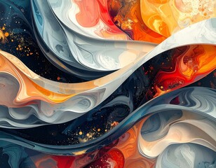 Abstract colorful swirling pattern with a liquid effect, a fluid design of watercolor with bold hues and textured movement