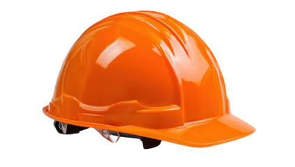 Orange Construction Hard Hat Safety Helmet on Transparent Background