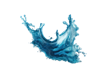 Dynamic Blue Water Splash on Transparent Background