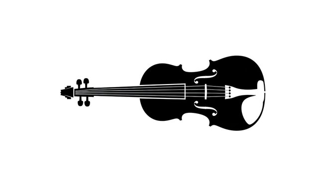 Black violin silhouette on white background