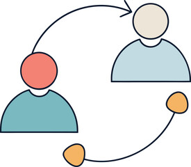 Two abstract figures connected by arrows and dots minimalist illustration vector illustration EPS file download.
`