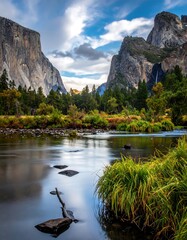Mountain river valley landscape