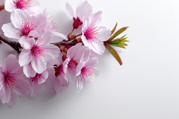 Naklejka premium Pink Blossoms On White Background