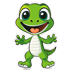 Fototapeta premium Cute Green Gecko Cartoon Character Happy and Playful